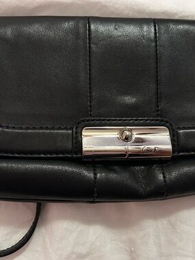 Coach Kristin black leather clutch
